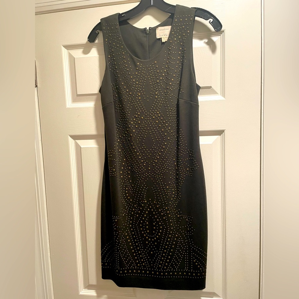 Nicole Miller Atlelier short Sleeve Studded Dress Size Medium